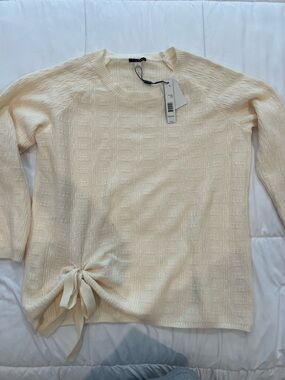Ttahari Cream Bow Tie-Detail Sweater size XL